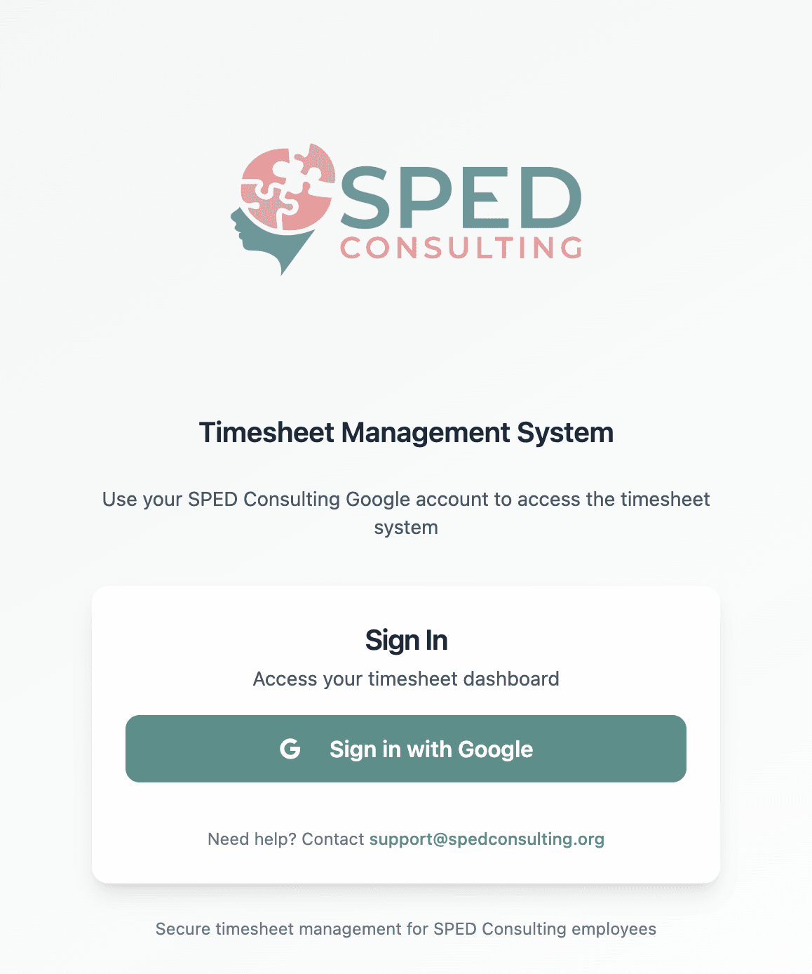 SPED Consulting Timesheet